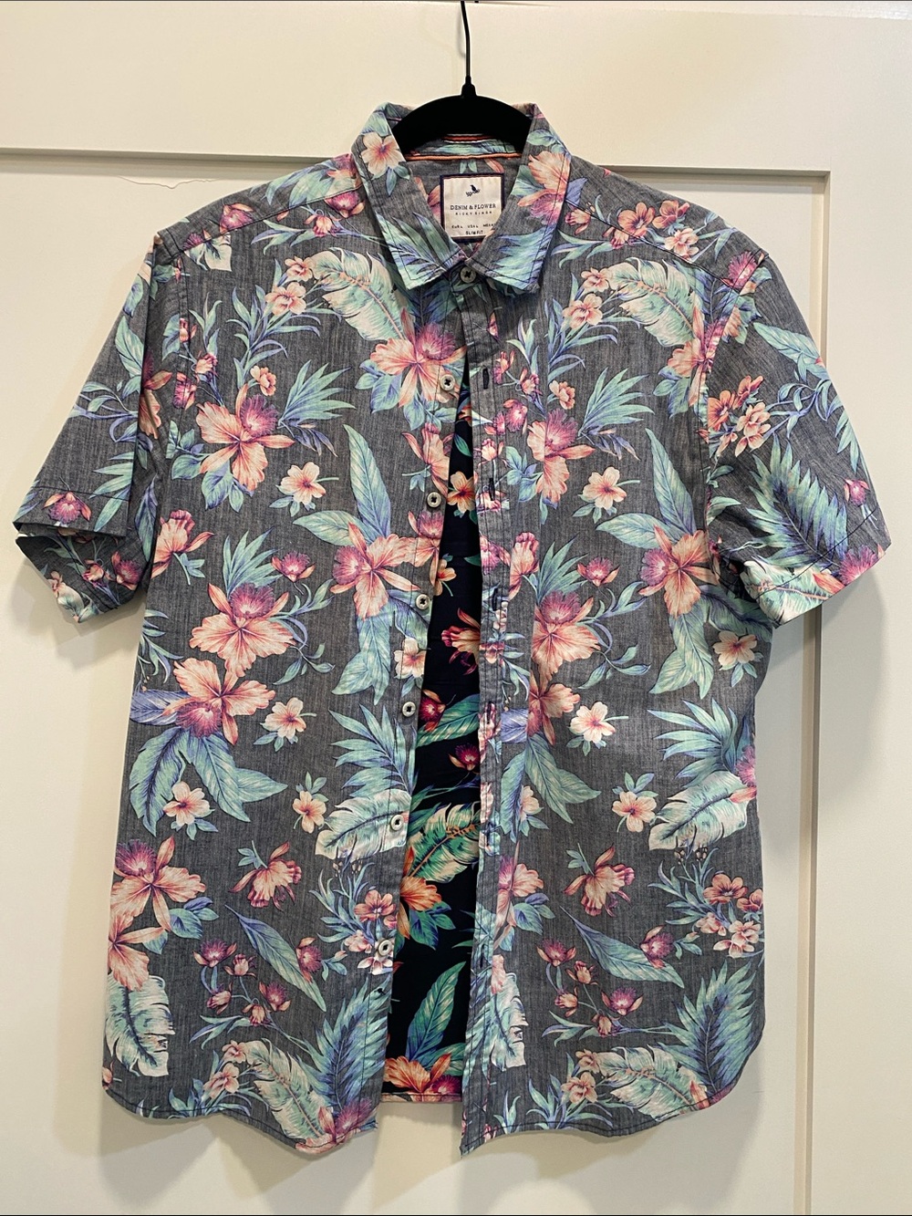 Denim & Flower floral print mens button down.